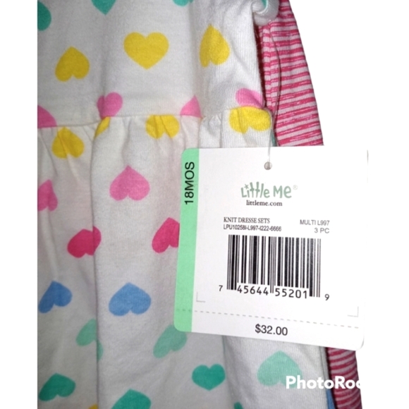 3 pc. Knit Dresses Short Set. Valentine Cutie Hearts by Little Me. 18 mos - Picture 3 of 4